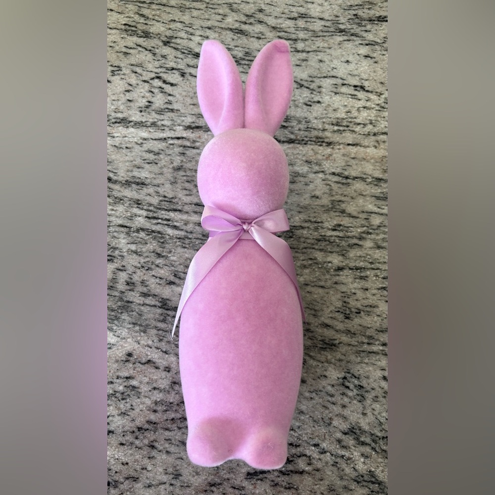 Two Flocked Bunnies (Pink and Purple) with Blue Easter Sign - Picture 3 of 4